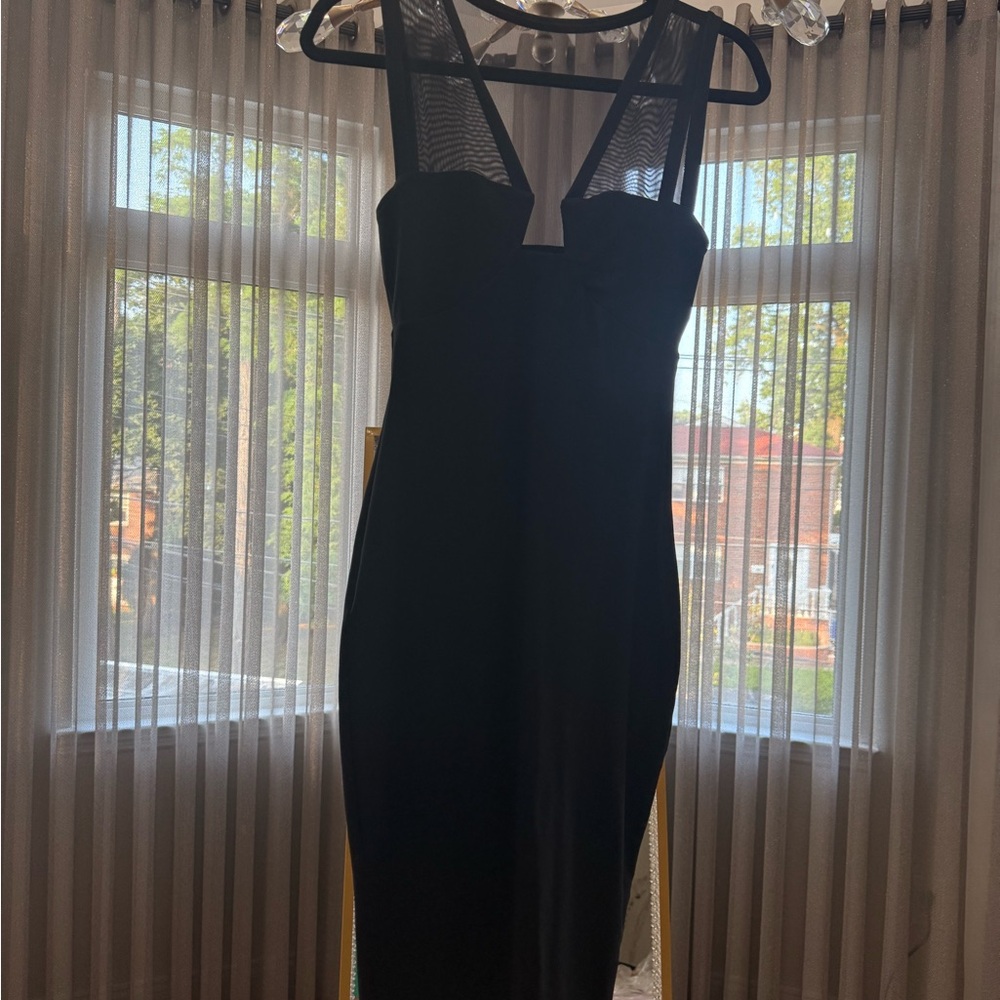 Susana Monaco Black Backless Dress with Mesh Detail